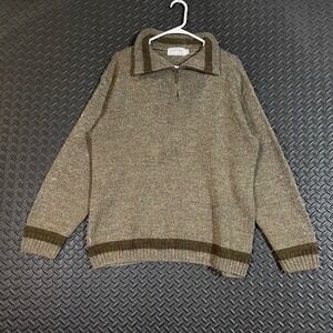 Thomas Keeling Brown 1/4 Zip Pullover Knit Sweater Wool Alpaca Blend Men Large